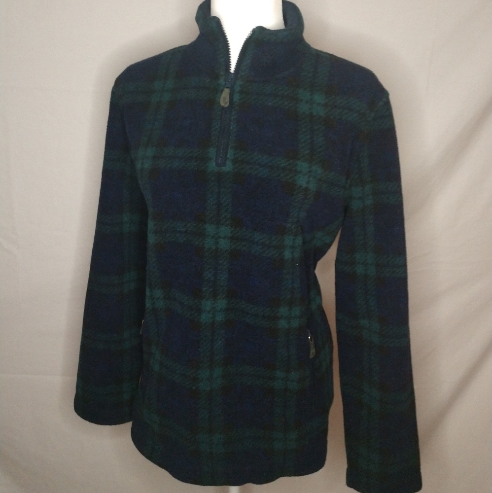 Lauren Ralph Lauren blue green plaid fleece M